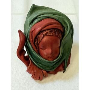 Nidar Mexican Leatherwork Red & Green Mask Brooch